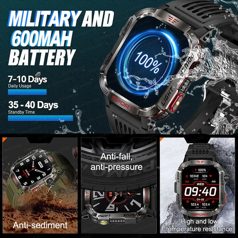Smartwatch Militar GUHUAVMI com LED
