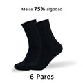 Kit 6 Pares Meias Cano Médio Unissex Antibacterianas e Antiodor