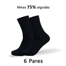 Kit 6 Pares Meias Cano Médio Unissex Antibacterianas e Antiodor