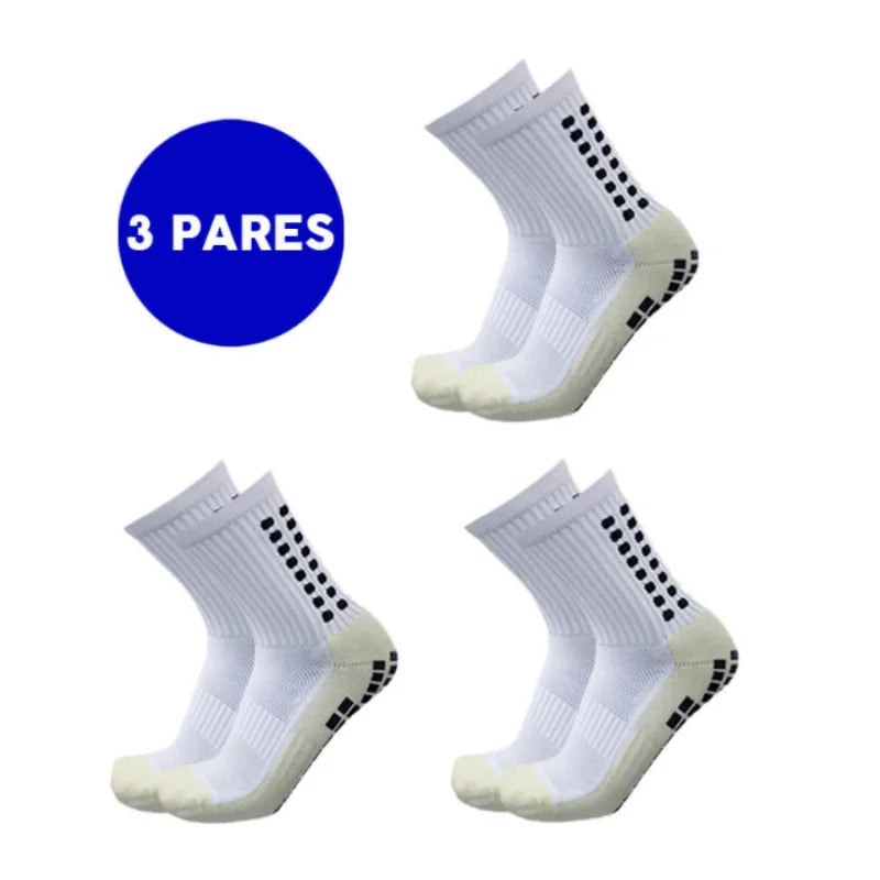 Kit 3 ou 6 Pares Meias Esportivas Antiderrapantes Masculina Feminina Cano Médio – Running, Futebol, Treino