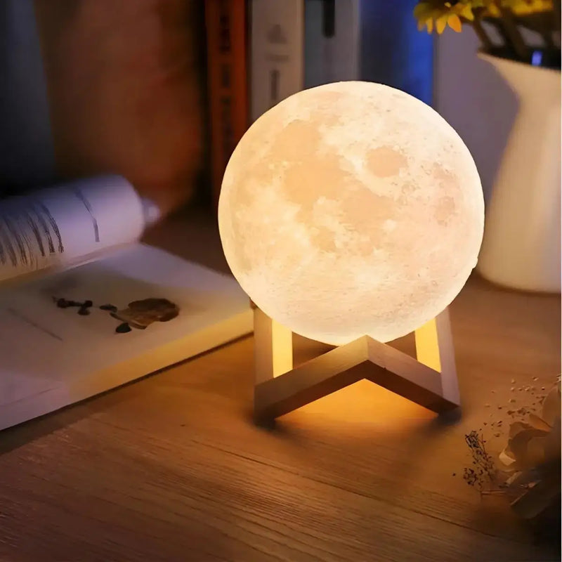 🌕 Luminária Lua Cheia 3D LED RGB com Toque – Design Encantador e Luz Personalizável