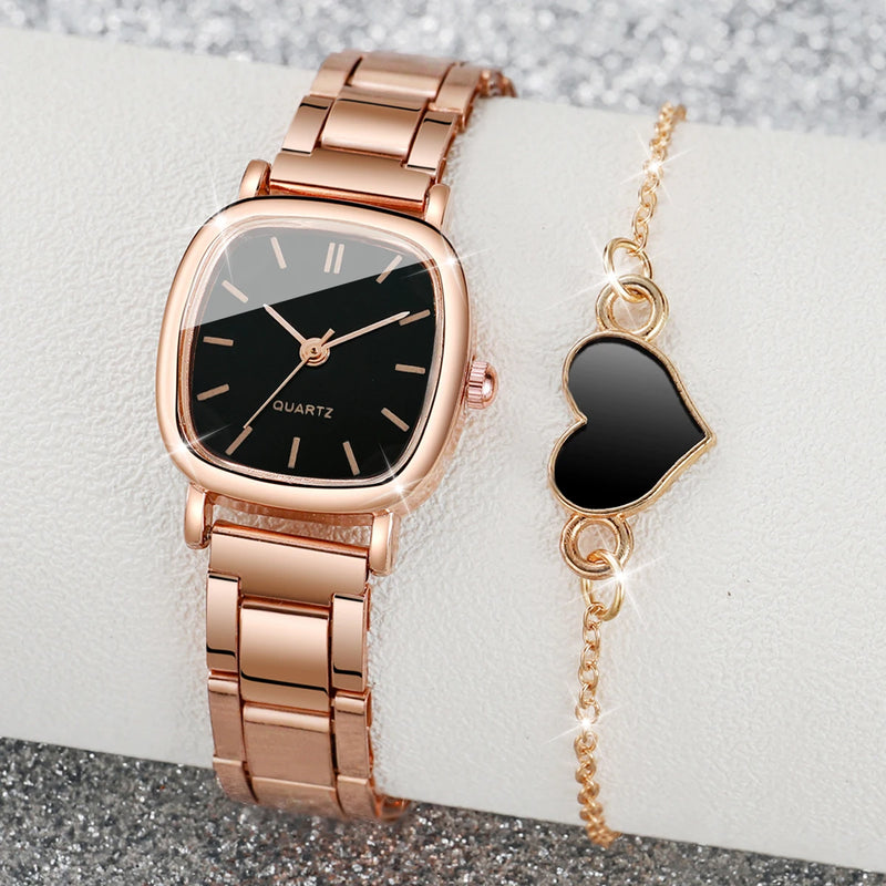 2 Peças Relógio Feminino com Pulseira