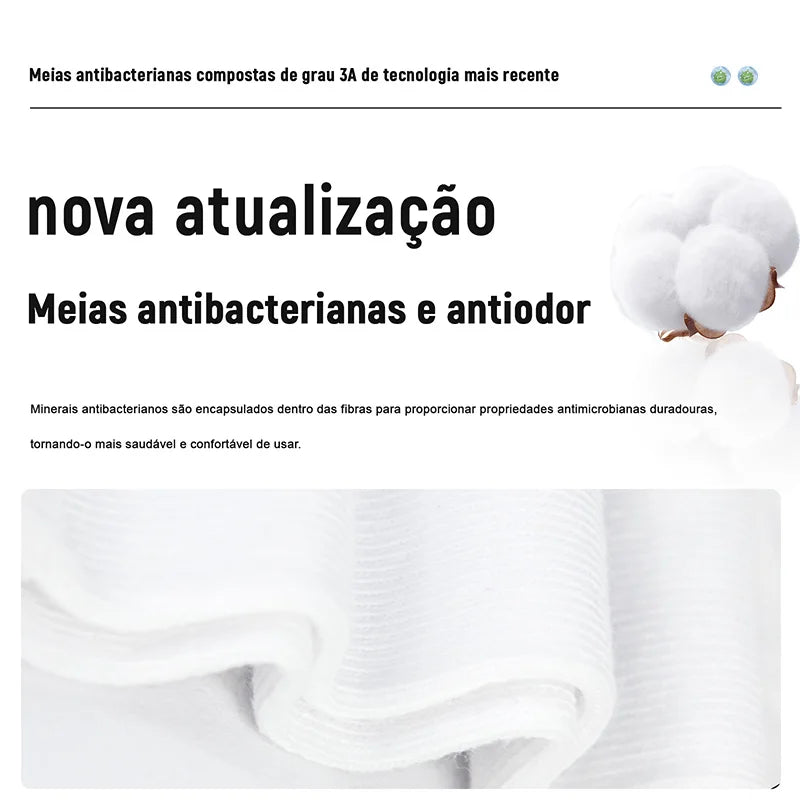 Kit 6 Pares Meias Cano Médio Unissex Antibacterianas e Antiodor