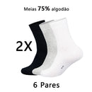 Kit 6 Pares Meias Cano Médio Unissex Antibacterianas e Antiodor