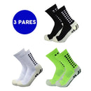 Kit 3 ou 6 Pares Meias Esportivas Antiderrapantes Masculina Feminina Cano Médio – Running, Futebol, Treino