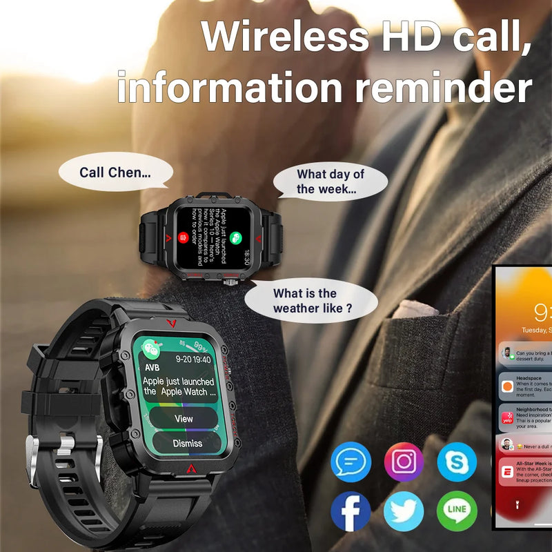 Smartwatch LAXASFIT – Tela 1.71” HD com LED Lateral