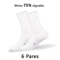 Kit 6 Pares Meias Cano Médio Unissex Antibacterianas e Antiodor
