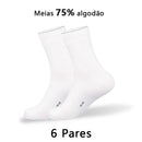 Kit 6 Pares Meias Cano Médio Unissex Antibacterianas e Antiodor