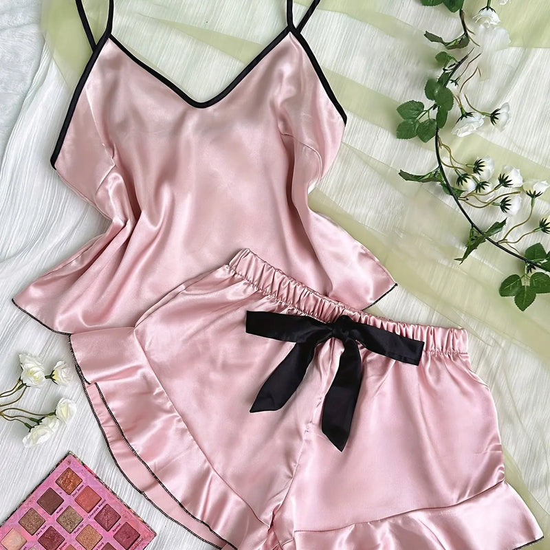 Pijama Feminino em Cetim Luxuoso 2 Peças
