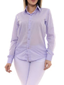 Camisa Social Feminina Lilás Slim Manga Comprida Pthrill