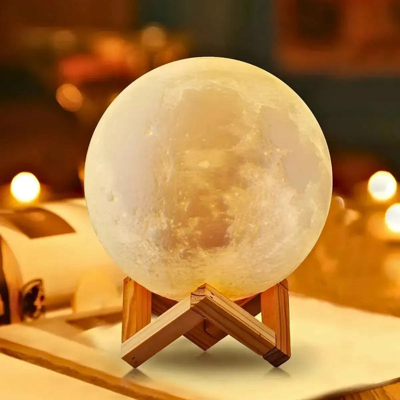 🌕 Luminária Lua Cheia 3D LED RGB com Toque – Design Encantador e Luz Personalizável