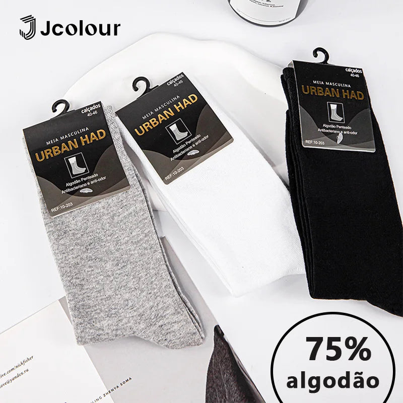 Kit 6 Pares Meias Cano Médio Unissex Antibacterianas e Antiodor